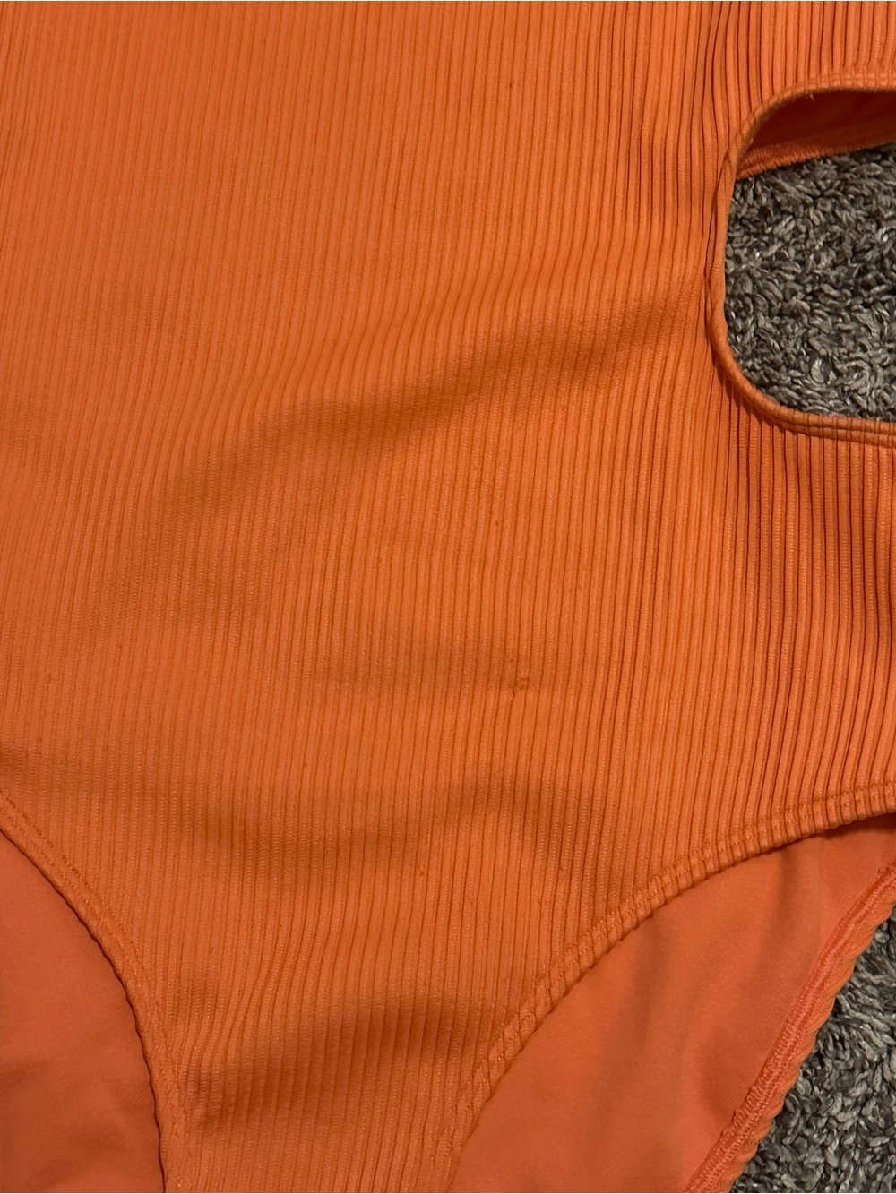 abercrombie kids Orange One-Shoulder Cutout Ribbed One-Piece Swimsuit - Picture 3 of 6